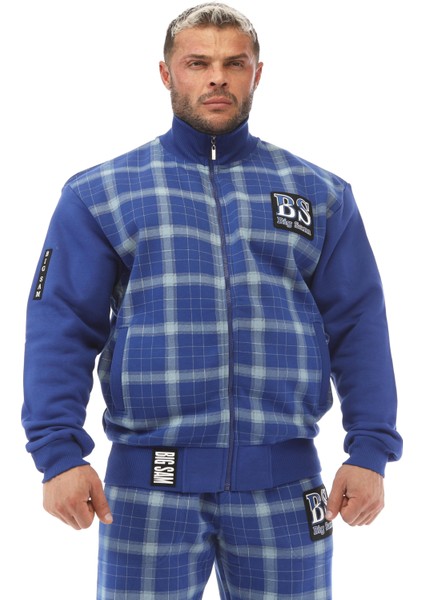 Mavi Ekoseli Kışlık Eşofman Üstü Ceket Big Sam 3586 modelleri