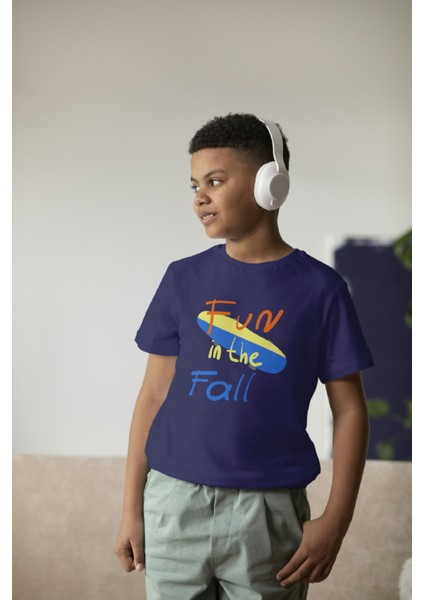 Erkek Çocuk Pamuk Fun In The Fall Baskılı Kısa Kol Tshirt