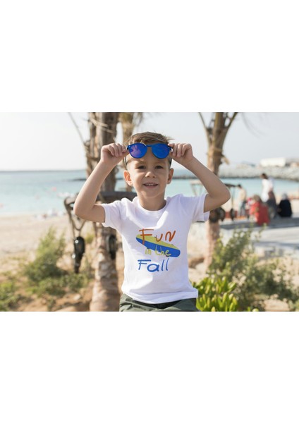 Erkek Çocuk %100 Pamuk Premium Fun In The Fall Baskılı Kısa Kol Tshirt fiyatları