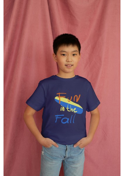Erkek Çocuk %100 Pamuk Premium Fun In The Fall Baskılı Kısa Kol Tshirt modelleri
