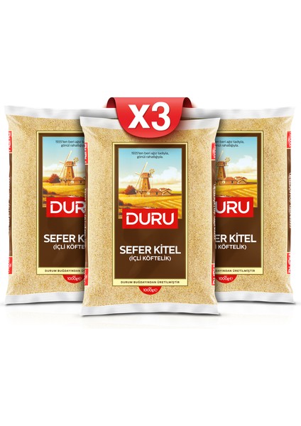 3'lü Sefer Kitel Bulgur (Içli Köftelik ) 1 kg x 3