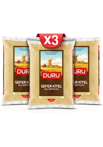 3'lü Sefer Kitel Bulgur (Içli Köftelik ) 1 kg x 3