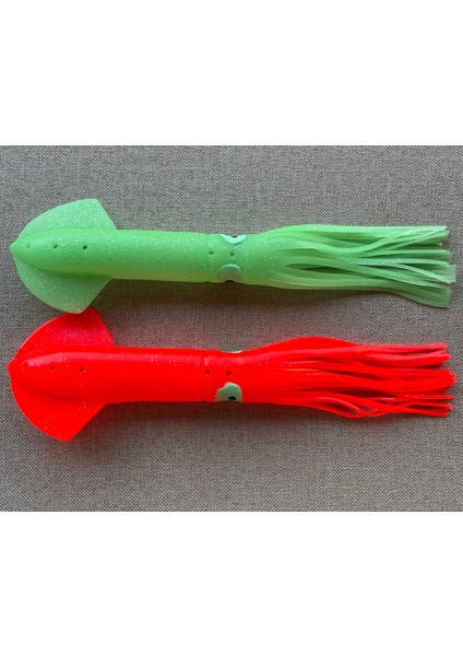 Silikon Ahtapot Yapay Yem 30 cm Kanatlı Model - Fosforlu Yeşil
