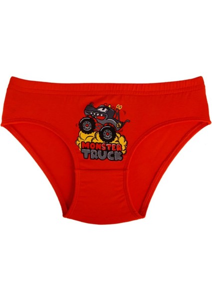 Erkek Çocuk 5 Li Slip Külot Monster Truck Desenli 5 Adet Karışık Renkli