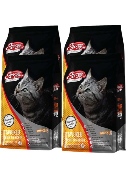 Tavuklu Yetişkin Kedi Maması 1 kg - 4 Adet