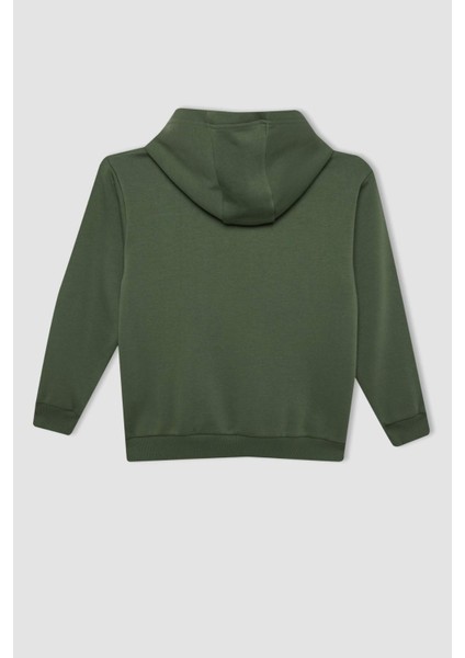 Erkek Çocuk Haki Baskılı Kapüşonlu Sweatshirt C9786A824AU