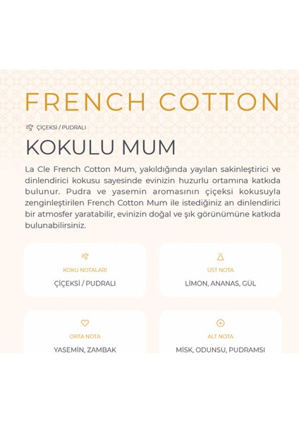 La Cle Pudralı/çiçeksi Kokulu Mum-French Cotton