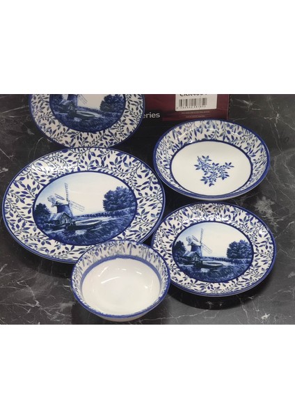 Porselen Desenli Lüks Yemek Takımı 24 Parça Set 4064