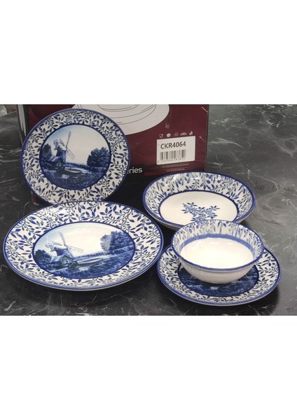 Porselen Desenli Lüks Yemek Takımı 24 Parça Set 4064