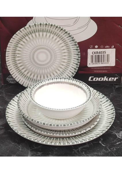 Porselen Desenli Lüks Yemek Takımı 24 Parça Set 4035