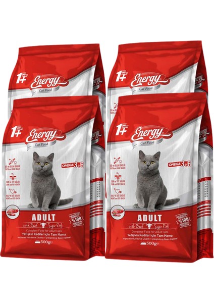 Sığır Etli Yetişkin Kedi Maması 500 G - 4 Adet