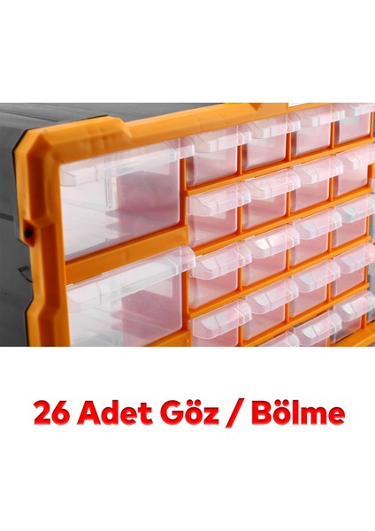Vida Dübel Civata Kutusu Bölmeli Avadanlık Monoblok Çekmeceli 26'lı Takım Çantası Plastik Organizer modelleri