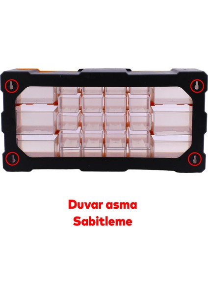 Vida Dübel Civata Kutusu Bölmeli Avadanlık Monoblok Çekmeceli 26'lı Takım Çantası Plastik Organizer indirimleri
