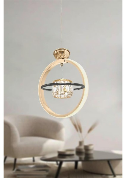 Sl001 Gold Taşlı Led Avize(Beyaz Işık -Sarı Işık - Gün Işığı)