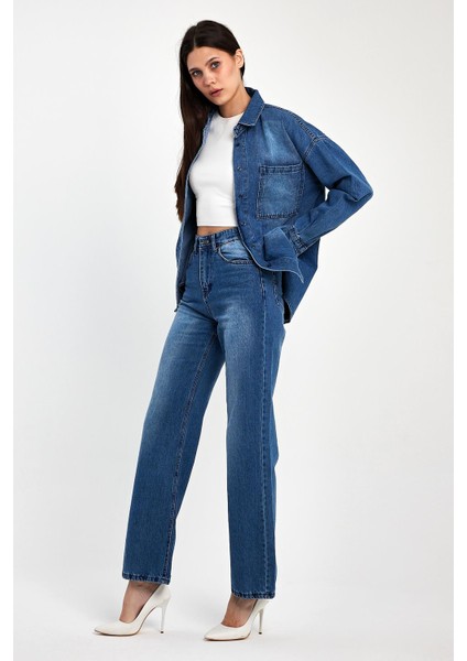 Koyu Mavi %100 Pamuk Kadın Alt Üst Denim Takım fiyatları