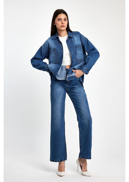 Koyu Mavi %100 Pamuk Kadın Alt Üst Denim Takım modelleri