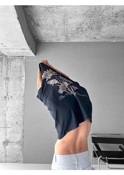 Oversize 'flowers The Way' Baskılı Desenli Gömlek Füme modelleri