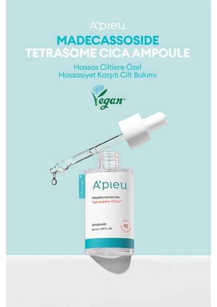 Hassas ve Yıpranmış Ciltler Için Cica Içerikli Ampul  A'pıeu Madecassoside Tetrasome Cica Ampoule