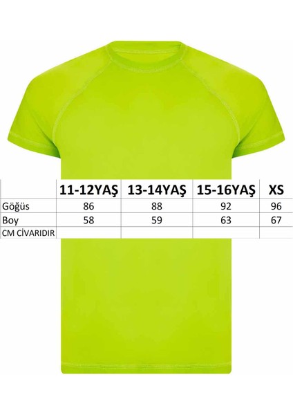 Uv Korumalı Genç Erkek Deniz Havuz Kısa Kol Yüzme Tişörtü 5630 Neon Yeşil modelleri