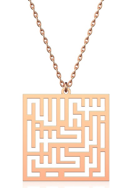 Sade Kufi Besmele Rose Gümüş Kolye