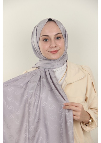 Gümüş Balse Monogram Jakarlı Şal