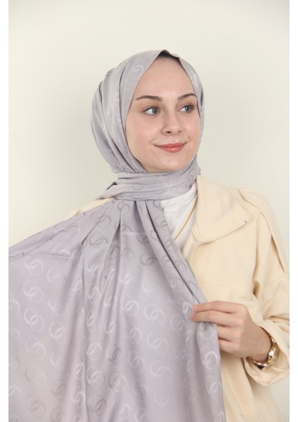 Gümüş Balse Monogram Jakarlı Şal