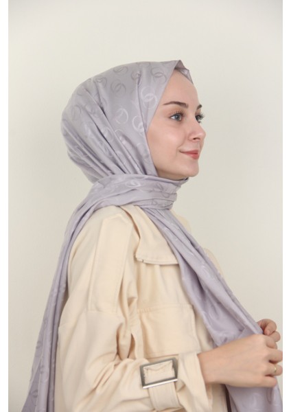 Gümüş Balse Monogram Jakarlı Şal