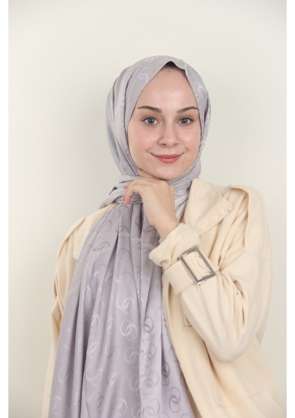 Gümüş Balse Monogram Jakarlı Şal