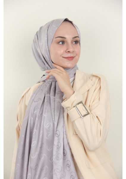 Gümüş Balse Monogram Jakarlı Şal