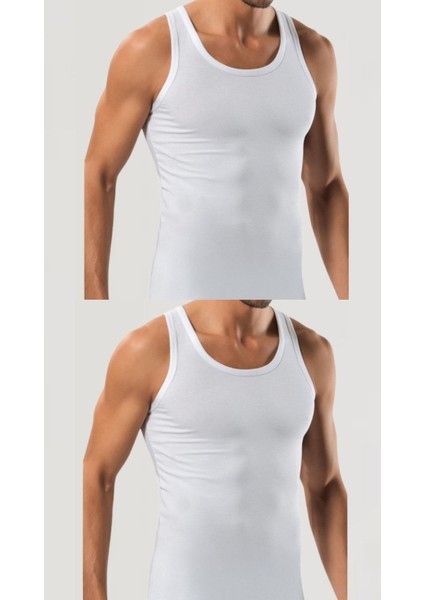 2 Adet Erkek Slim Fit Dar Kalıp Likralı Penye Sporcu Atleti(Rambo Atleti)