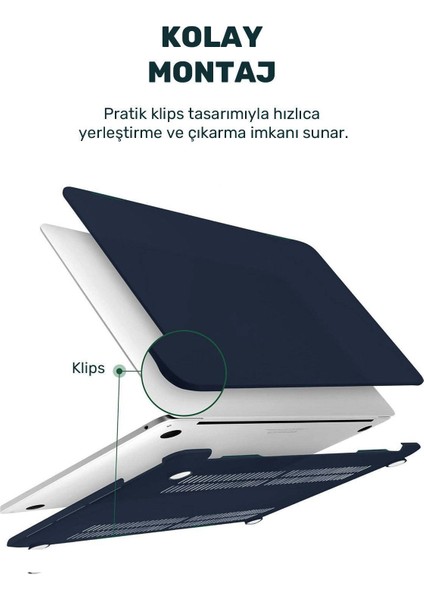 Macbook Air 13.3 M1 2020 Uyumlu Kapak Kılıf 360 Derece Tam Koruma A1932/A2179/A2337