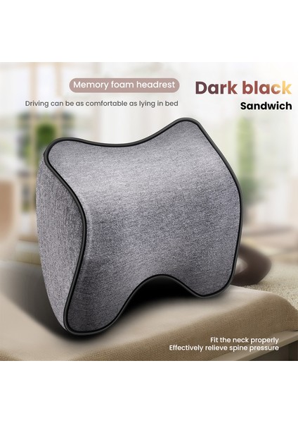 Wenchang Shop C Gri-Ventilatepillow Tarzı Araba Boyun Başlık Bel Yastığı Bellek Köpük Otomatik Koltuk Baş Yastığı Bel Desteği Nefes Alabilir Pu Deri Başlık Sırt Yastığı (Yurt Dışından)