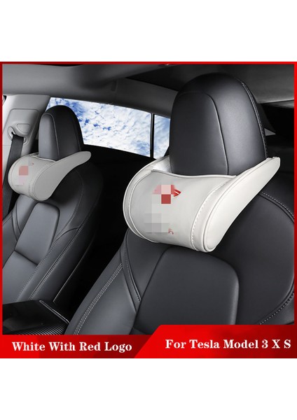 Kırmızı Mektup Beyaz Stili Tesla Model 3 Model S x Model Y Q Araba Koltuk Başlık Boyun Yastığı Yastık Boyun Başlık 1 Adet (Yurt Dışından)