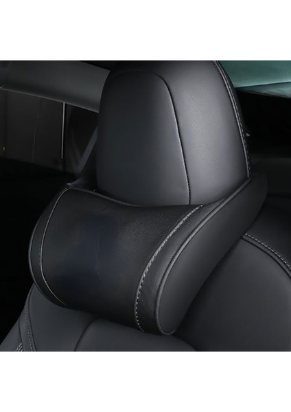 Logo Stili Olmayan Siyah Tesla Model 3 S x Model Y Araba Koltuğu Başlık Yastığı Mikrofiber Deri Boyun Yastığı (Yurt Dışından)