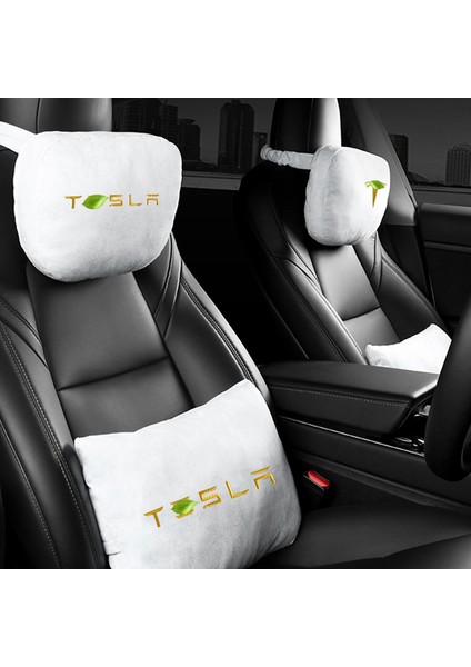 Yastık-Pk Tarzı Tesla Model 3 ve Model Y Için Yumuşak Başlık Süet Boyun Yastığı Bel Yastığı Araç Aksesuarları (Yurt Dışından)