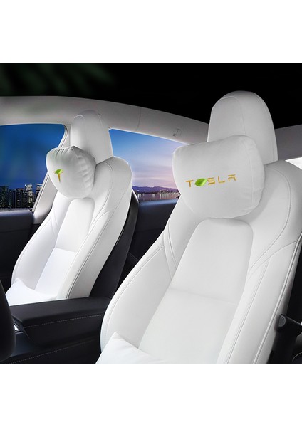 Yastık-Pk Tarzı Tesla Model 3 ve Model Y Için Yumuşak Başlık Süet Boyun Yastığı Bel Yastığı Araç Aksesuarları (Yurt Dışından)