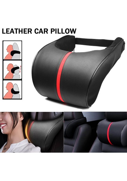 Kırmızı Stil Pu Deri Araba Koltuk Boyun Yastığı Hafıza Köpük Baş Boyun Desteği Başlık Yastığı Araba Boyun Yastığı Otomatik Araç Aksesuarları Iç Mekan (Yurt Dışından) indirimleri