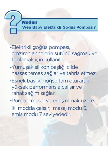 Wee Baby Emzirme Destek Seti Elektrikli Göğüs Pompası ve 40'lı Göğüs Pedi