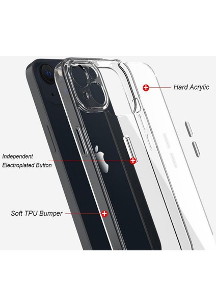 Apple iPhone 14 Şeffaf Kılıf Kamera Korumalı Soket Tıpalı