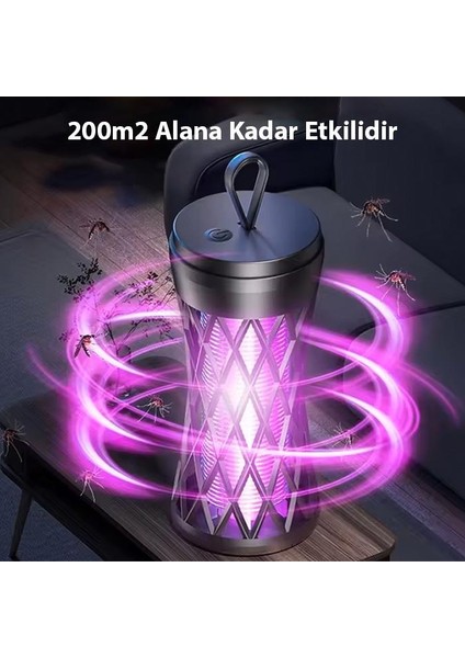 Polham 200METREKARE Ektili Uv Mor Işıklı Sinek, Sivrisinek, Haşere Öldürücü Elektrikli Kapan