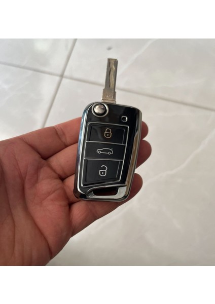 Seat Leon Fr Ibiza Fr Arona Ateca Uyumlu Anahtar Koruma Kılıfı Siyah/krom