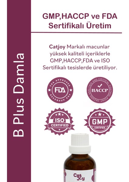 Catjoy Kediler Için Plus B Damla 50ML - Tüy Dökümünü Azaltan Tüy Sağlığını Destekleyen Damla