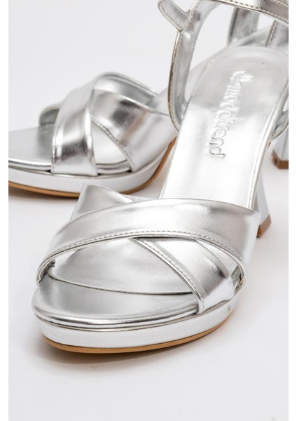 Kadın Çapraz Bantlı Topuklu Ayakkabı Gümüş Zara modelleri