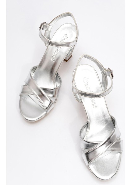 Kadın Çapraz Bantlı Topuklu Ayakkabı Gümüş Zara indirimleri