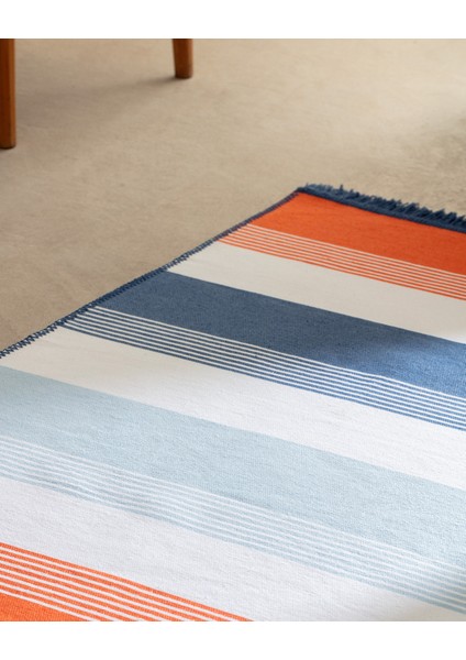 Rontalon Saçaklı Dokuma Kilim - 60X100 cm - Turuncu/lacivert fiyatları