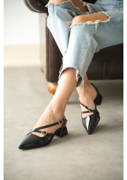 Kadın Pier Kısa Topuklu Ayakkbı Siyah-Rugan fiyatları