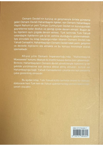 Osmanlı Devleti’nde Hahambaşılık Müessesesi