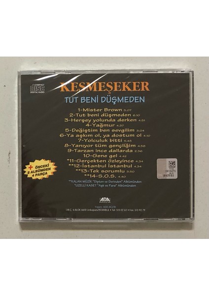 Kesmeşeker Tut Beni Düşmeden CD (Jelatininde Sıfır Orjnal Dönem Baskı Cd)