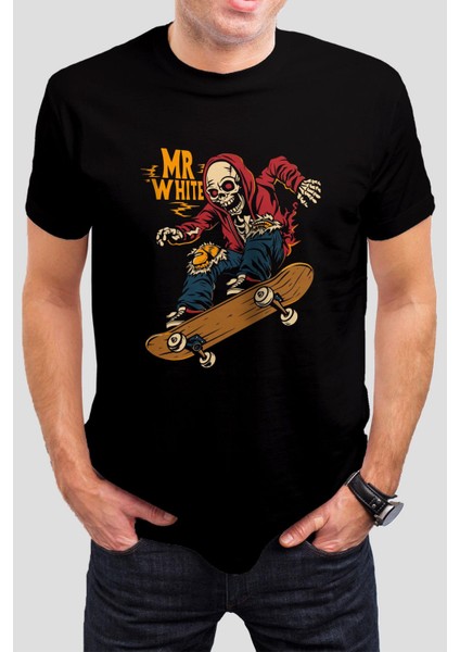 Mr White Baskılı Siyah Tişört C827