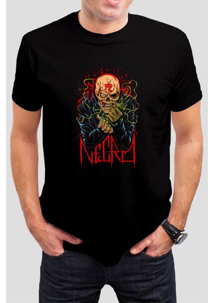 Necro Baskılı Siyah Tişört C835